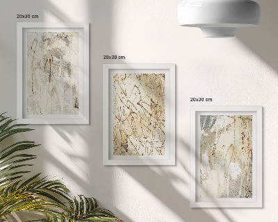 Framed triptych Abstract patterns in shades of beige and gray
