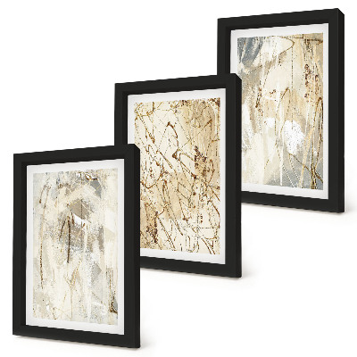 Framed triptych Abstract patterns in shades of beige and gray