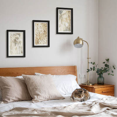 Framed triptych Abstract patterns in shades of beige and gray