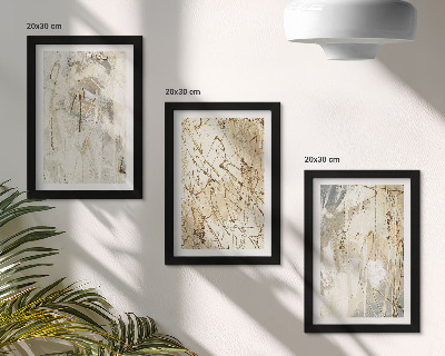 Framed triptych Abstract patterns in shades of beige and gray