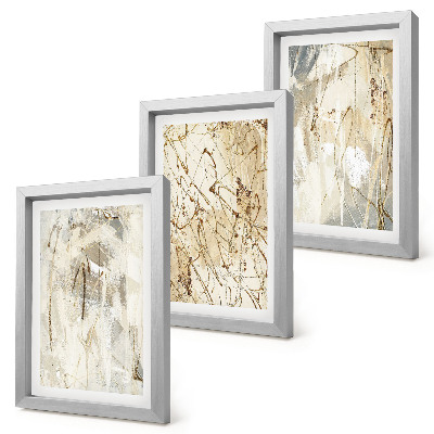 Framed triptych Abstract patterns in shades of beige and gray