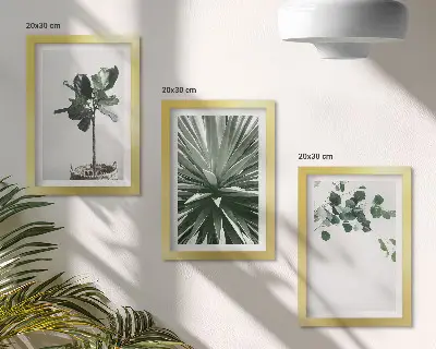 3-piece wall art set featuring green plants in a minimalist style