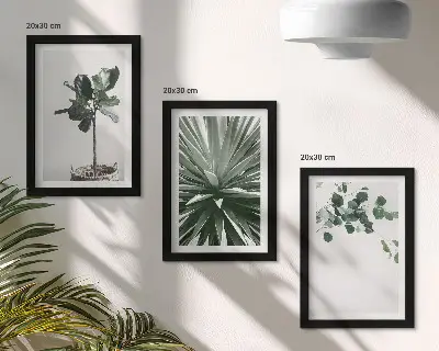 3-piece wall art set featuring green plants in a minimalist style