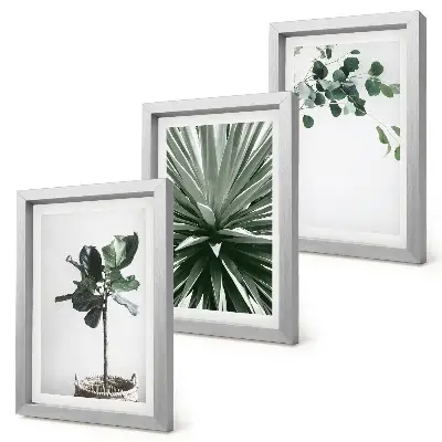 3-piece wall art set featuring green plants in a minimalist style