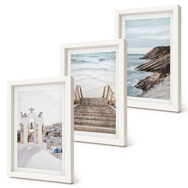 Photo frame wall Views of the sea and architecture of Santorini against the sky