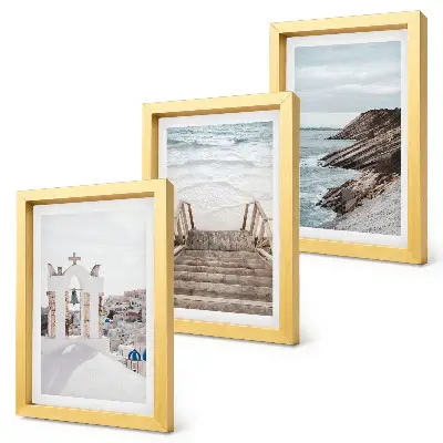Photo frame wall views of Santorini architecture and the sea against the sky