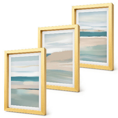 Framed triptych Abstract landscapes in shades of blue and beige
