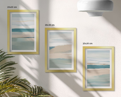 Framed triptych Abstract landscapes in shades of blue and beige