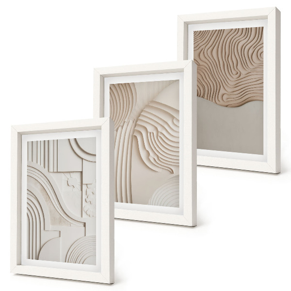 3-piece wall art set Abstract patterns in shades of beige and white