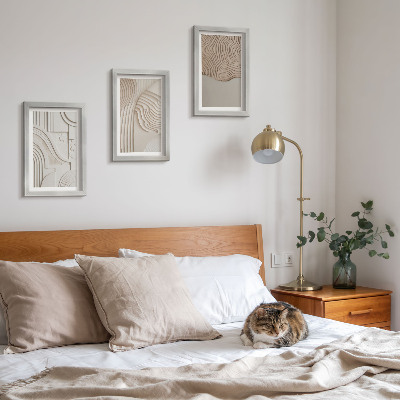 3-piece wall art set Abstract patterns in shades of beige and white