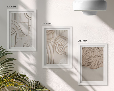 3-piece wall art set Abstract patterns in shades of beige and white