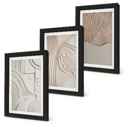 3-piece wall art set Abstract patterns in shades of beige and white