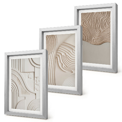 3-piece wall art set Abstract patterns in shades of beige and white