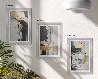 Photo frame wall Abstract painting compositions in black and white