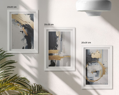 Photo frame wall Abstract painting compositions in black and white