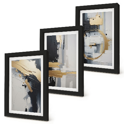 Photo frame wall Abstract painting compositions in black and white