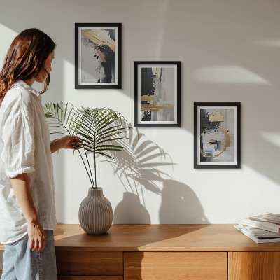 Photo frame wall Abstract painting compositions in black and white