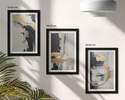 Photo frame wall Abstract painting compositions in black and white