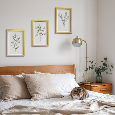 3-piece wall art set Plant patterns in shades of green and gray