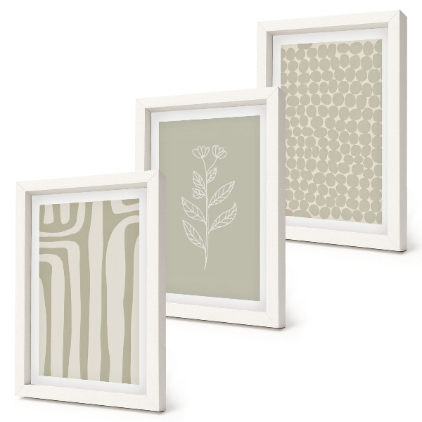 Photo frame wall Plant and geometric patterns in subdued colors