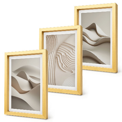 Framed triptych Abstract waves and structures in shades of beige