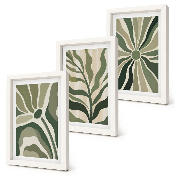 Photo frame wall Plant patterns in shades of green and beige