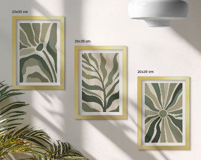 Photo frame wall Plant patterns in shades of green and beige