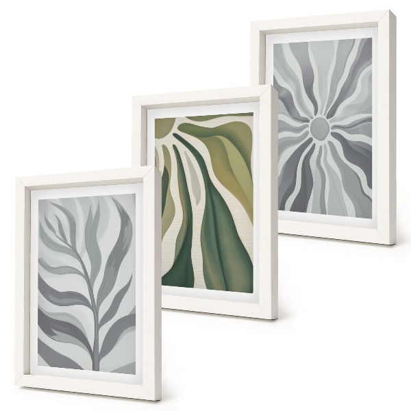 3-piece wall art set Plant patterns in shades of green and gray
