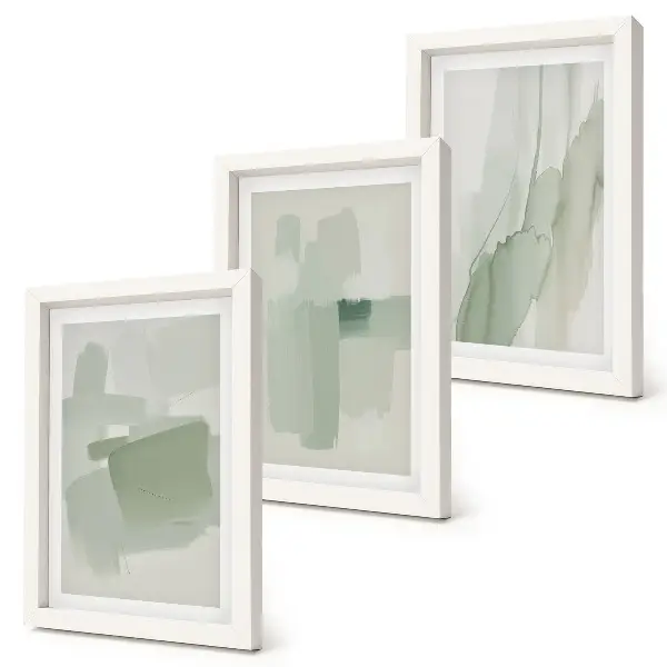 Abstract patterns watercolor triptych framed