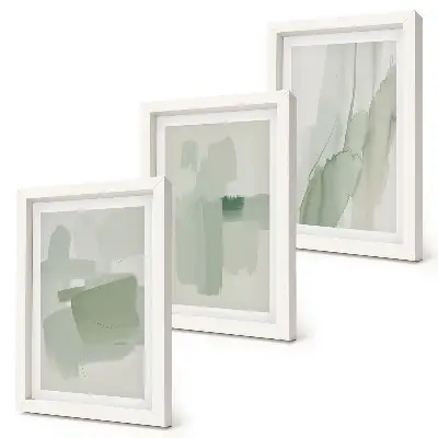 Abstract patterns watercolor triptych framed