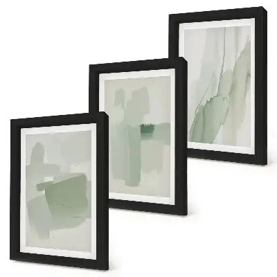 Abstract patterns watercolor triptych framed