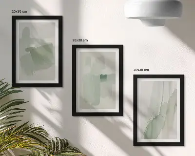 Abstract patterns watercolor triptych framed