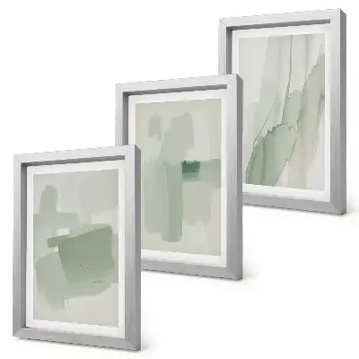 Abstract patterns watercolor triptych framed