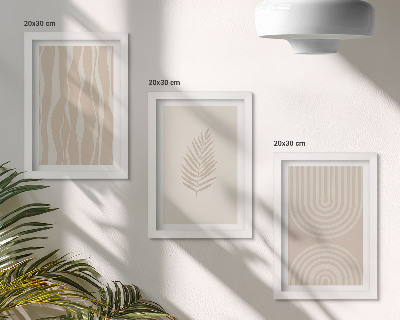 Framed triptych Patterns in shades of beige with plant motifs
