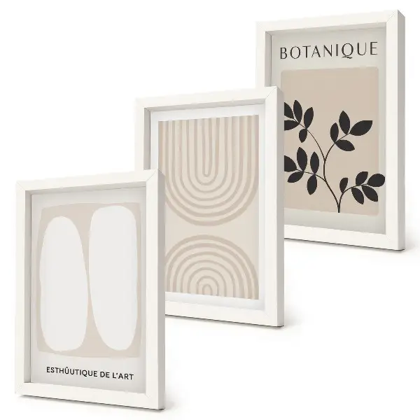 3-piece wall art set boho abstract plant motifs