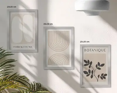 3-piece wall art set boho abstract plant motifs