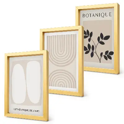3-piece wall art set boho abstract plant motifs