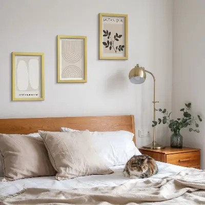 3-piece wall art set boho abstract plant motifs