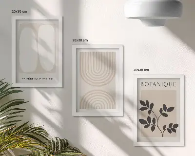 3-piece wall art set boho abstract plant motifs