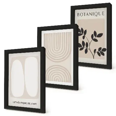 3-piece wall art set boho abstract plant motifs