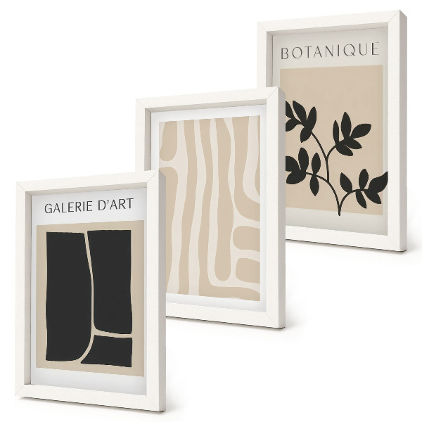 Photo frame wall Abstract shapes and plant motifs in neutral tones