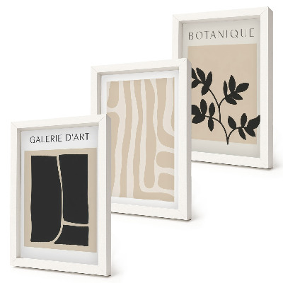 Photo frame wall Abstract shapes and plant motifs in neutral tones