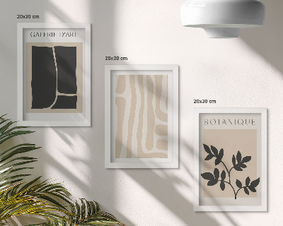 Photo frame wall Abstract shapes and plant motifs in neutral tones