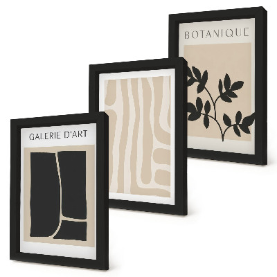 Photo frame wall Abstract shapes and plant motifs in neutral tones