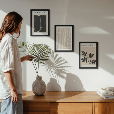 Photo frame wall Abstract shapes and plant motifs in neutral tones