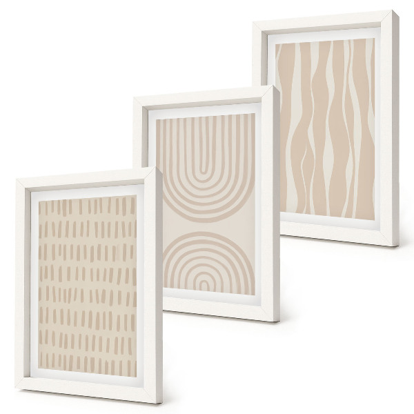 Framed triptych Abstract patterns in shades of beige and white