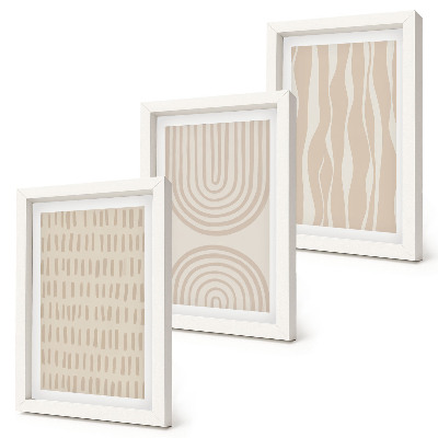 Framed triptych Abstract patterns in shades of beige and white