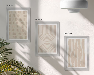 Framed triptych Abstract patterns in shades of beige and white