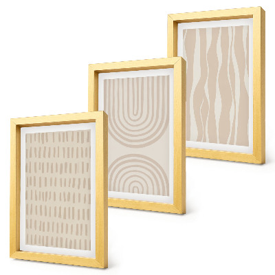 Framed triptych Abstract patterns in shades of beige and white
