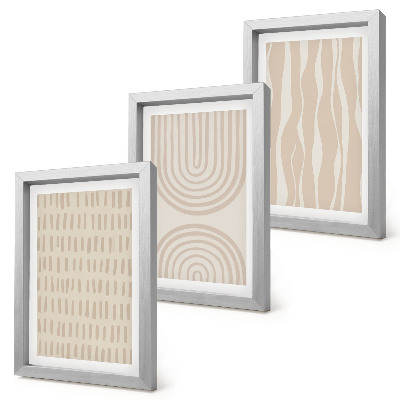 Framed triptych Abstract patterns in shades of beige and white